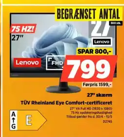 Power Lenovo TÜV Rheinland Eye Comfort-certificeret tilbud