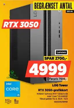 Power Lenovo LOQ Tower RTX 3050-grafikkort tilbud