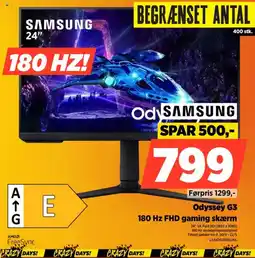 Power SAMSUNG Odyssey G3 180 Hz FHD gaming skærm tilbud