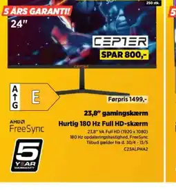 Power CEPTER 23,8" gam Hurtig 180 Hz Full HD-skærm ingskærm tilbud