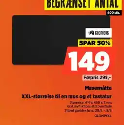 Power GLORIOUS Musemåtte XXL-størrelse til en mus og et tastatur tilbud