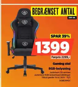 Power Gaming stol RGB-belysning tilbud