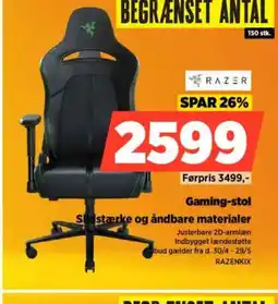 Power Razen Gaming-stol Slidstærke og åndbare materialer tilbud