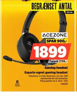 Power ACEZONE Gaming headset Esports-egnet gaming headset tilbud