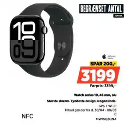 Power Watch series 10, 46 mm, alu Største skærm. Tyndeste design. Nogensinde. tilbud
