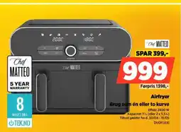 Power MATTEO Airfryer Brug som én eller to kurve tilbud