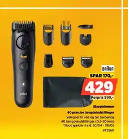 Power Braun skægtrimmer 40 præcise længdeindstillinger tilbud