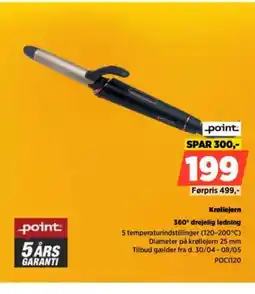 Power Point krøllejern 360° drejelig ledning tilbud