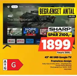 Power 43" 4K UHD Google TV Frameless design tilbud