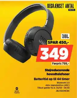 Power JBL Støjreducerende hovedtelefoner Batteritid op til 44 timer tilbud