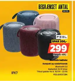 Power FEEL Bluetooth-højttaler Kompakt og vandafvisende Bluetooth 5.0 tilbud