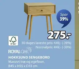 JYSK Royal oak hokksund sengebord tilbud