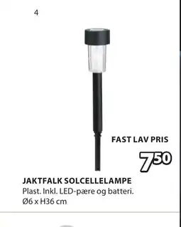 JYSK JAKTFALK SOLCELLELAMPE Plast. Inkl. LED-pære og batteri. tilbud