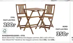 JYSK RUNEBAKKEN BORD + STOL tilbud