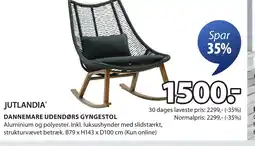 JYSK JUTLANDIA DANNEMARE UDENDØRS GYNGESTOL tilbud