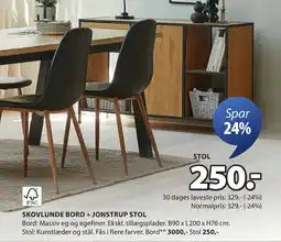 JYSK SKOVLUNDE BORD + JONSTRUP STOL tilbud
