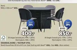 JYSK KRONDAL BORD + TESTRUP STOL tilbud