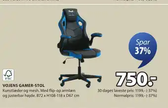 JYSK VOJENS GAMER-STOL tilbud