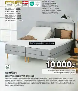 JYSK DREAMZONE® JOSELVA GE40 ELEVATIONSSENG tilbud