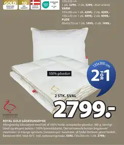 JYSK ROYAL GOLD GÅSEDUNSDYNE tilbud
