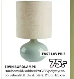 JYSK EIVIN BORDLAMPE tilbud