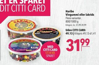 Citti Haribo Vingummi eller lakrids tilbud