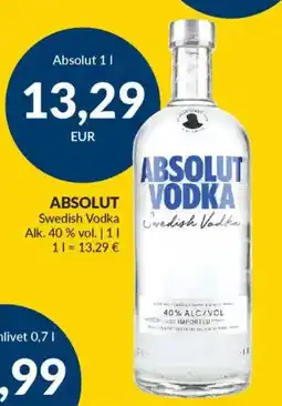 Nielsen's Discount ABSOLUT Swedish Vodka tilbud
