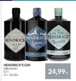 Nielsen's Discount HENDRICK'S GIN Olika sorter tilbud