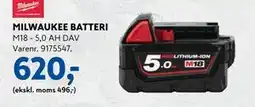 Davidsen MILWAUKEE BATTERI tilbud