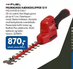 Davidsen MILWAUKEE HÆKKEKLIPPER 12 V tilbud