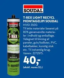 Davidsen T-REX LIGHT RECYCL MONTAGELIM SOUDAL tilbud