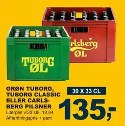 Let-Køb GRØN TUBORG, TUBORG CLASSIC ELLER CARLSBERG PILSNER tilbud