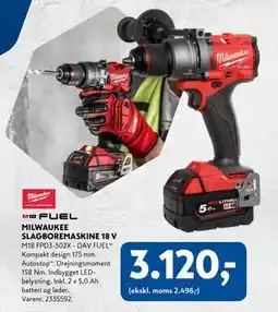 Davidsen MILWAUKEE SLAGBOREMASKINE 18 V tilbud