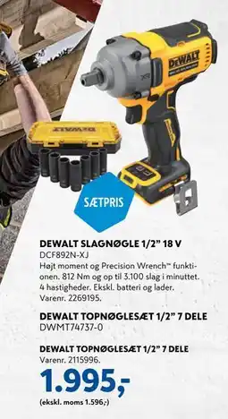 Davidsen DEWALT TOPNØGLESÆT 1/2” 7 DELE tilbud