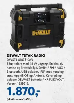 Davidsen DEWALT TSTAK RADIO tilbud