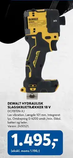Davidsen DEWALT HYDRAULISK SLAGSKRUETRÆKKER 18 V tilbud