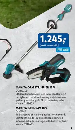 Davidsen MAKITA GRÆSTRIMMER 18 V tilbud