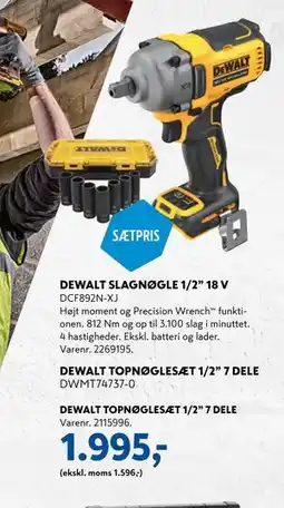 Davidsen DEWALT TOPNØGLESÆT 1/2” 7 DELE tilbud