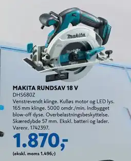 Davidsen MAKITA RUNDSAV 18 V tilbud