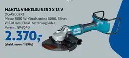 Davidsen MAKITA VINKELSLIBER 2 X 18 V tilbud