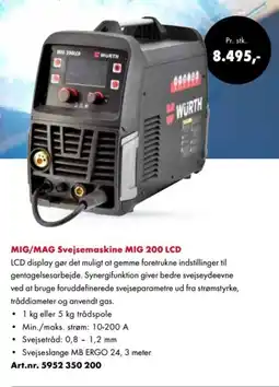 Würth MIG/MAG Svejsemaskine MIG 200 LCD tilbud