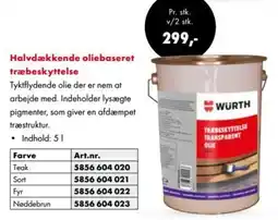 Würth Halvdækkende oliebaseret træbeskyttelse tilbud