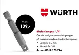 Würth Bitsforlænger, 1/4" tilbud