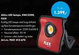 Würth Akku LED lampe, DWL2500, FLEX tilbud