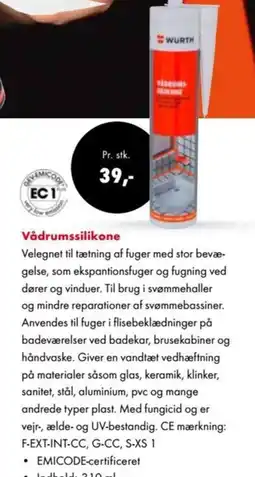 Würth Vådrumssilikone tilbud