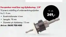 Würth Forsænker med bor og dybdestop, 1/4" tilbud