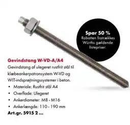 Würth Gevindstang W-VD-A/A4 tilbud