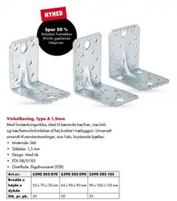 Würth Vinkelbeslag, Type A 1,5mm tilbud