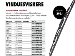 Würth Vinduesvisker, standard tilbud