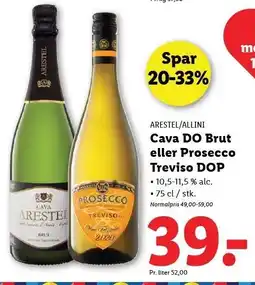 Lidl Arestel/Allini Cava DO Brut eller Prosecco Treviso DOP tilbud